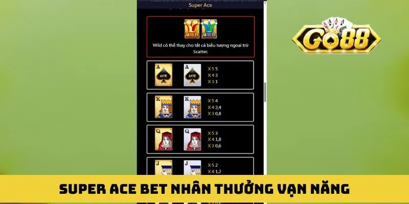 Super Ace bet nhân thưởng vạn năng với giá trị cao