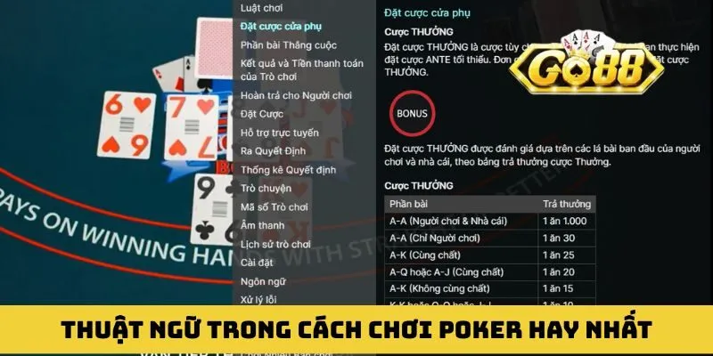 Thuật ngữ trong cách chơi Poker anh em bet thủ cần nhớ